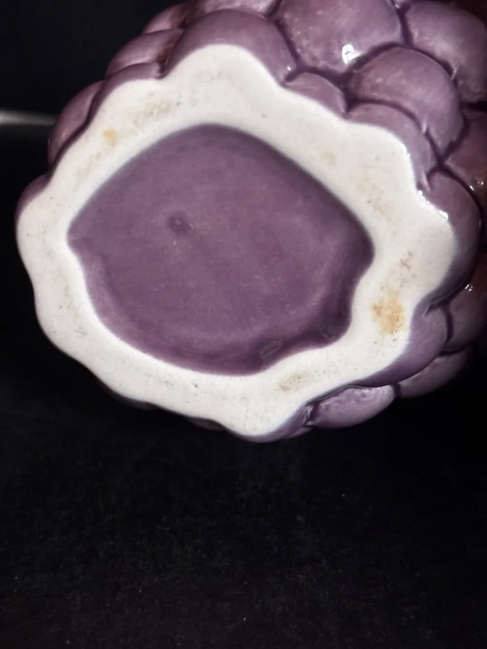 Ceramic Purple Grape Jam Sugar Jar With Lid Spoon Green Leaf Accent Vintage 80s
